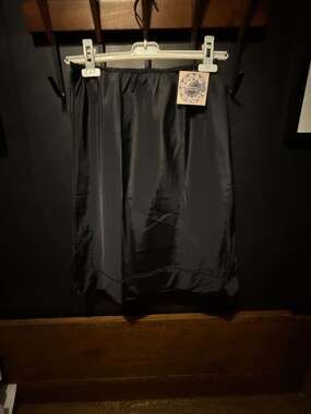 Vintage Ohrbach's Black Satin Half Slip Skirt with Scalloped Embroidered Hem Siz